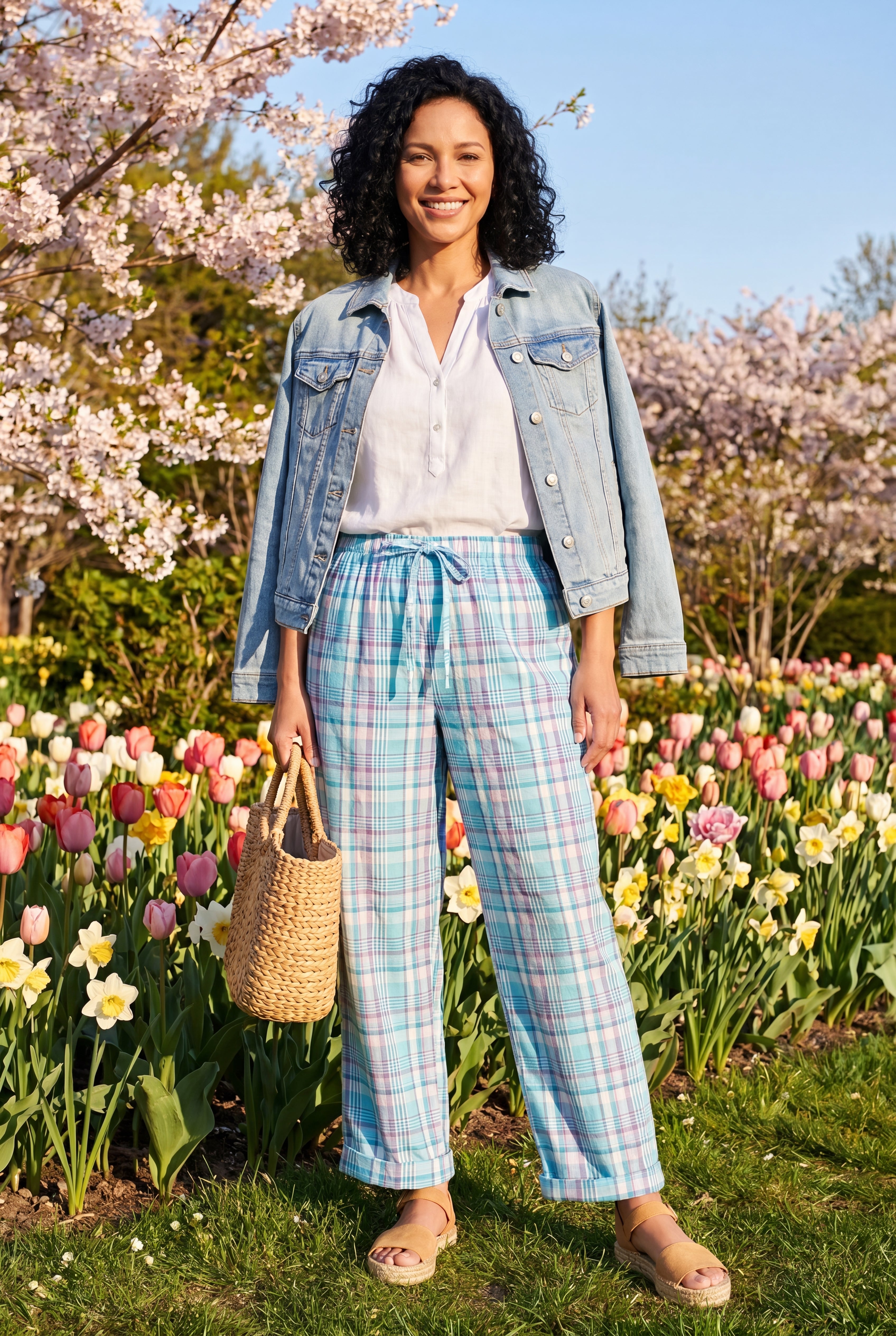 Seersucker Pull-on Elastic-Waist Pants image number 0
