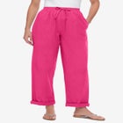Seersucker Pull-on Elastic-Waist Pants image number null
