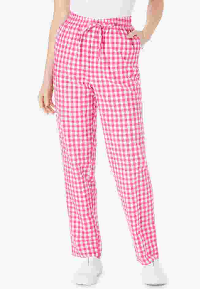 Seersucker Pull-on Elastic-Waist Pants image number 0