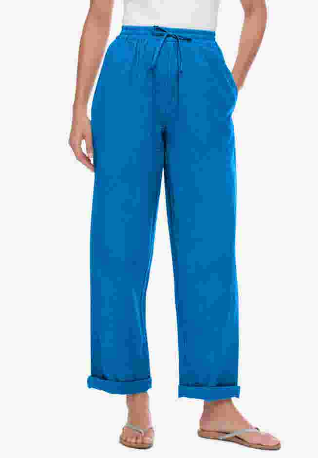 Seersucker Pull-on Elastic-Waist Pants image number 0