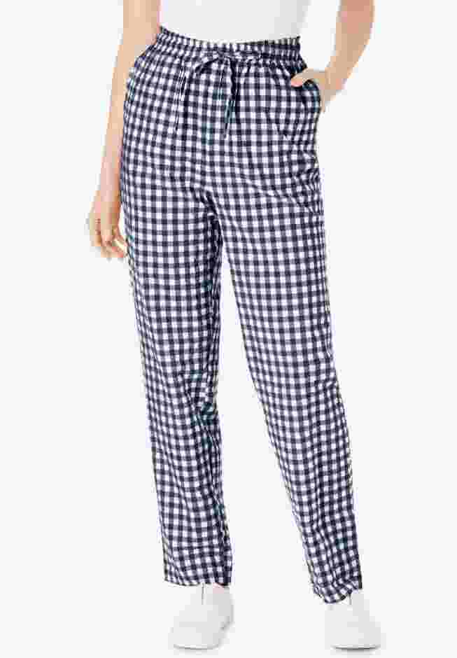 Seersucker Pull-on Elastic-Waist Pants image number 0