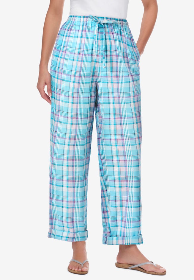 Seersucker Pull-on Elastic-Waist Pants image number 0