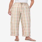 Seersucker Pull-on Elastic-Waist Pants image number null