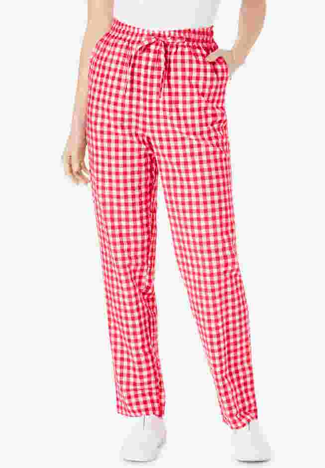 Seersucker Pull-on Elastic-Waist Pants image number 0