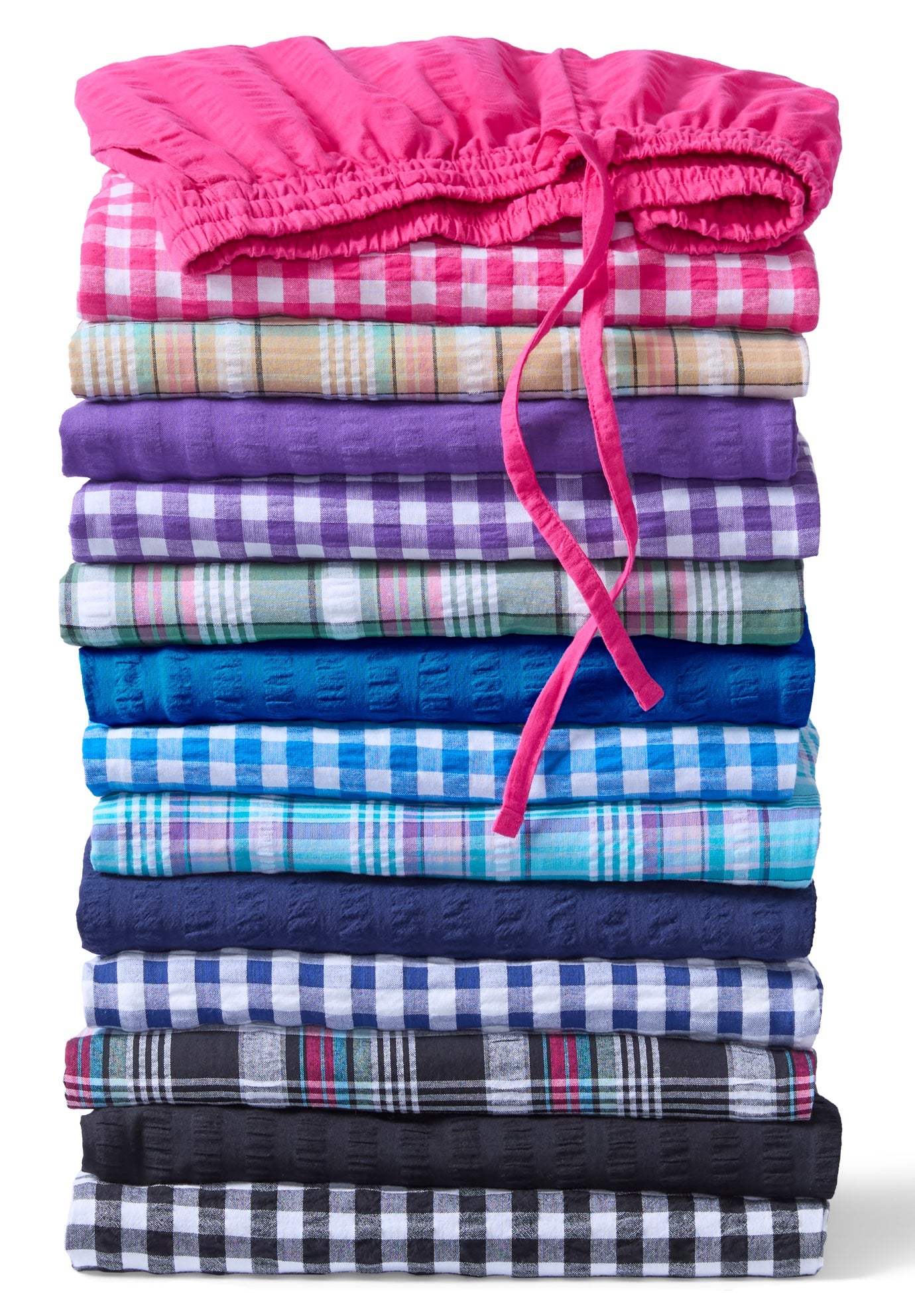 Seersucker Pull-On Elastic-Waist Capri Pants image number 1