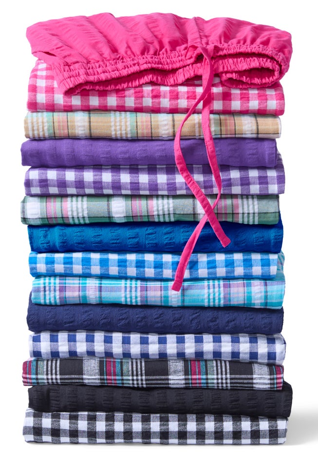 Seersucker Pull-On Elastic-Waist Capri Pants image number 1