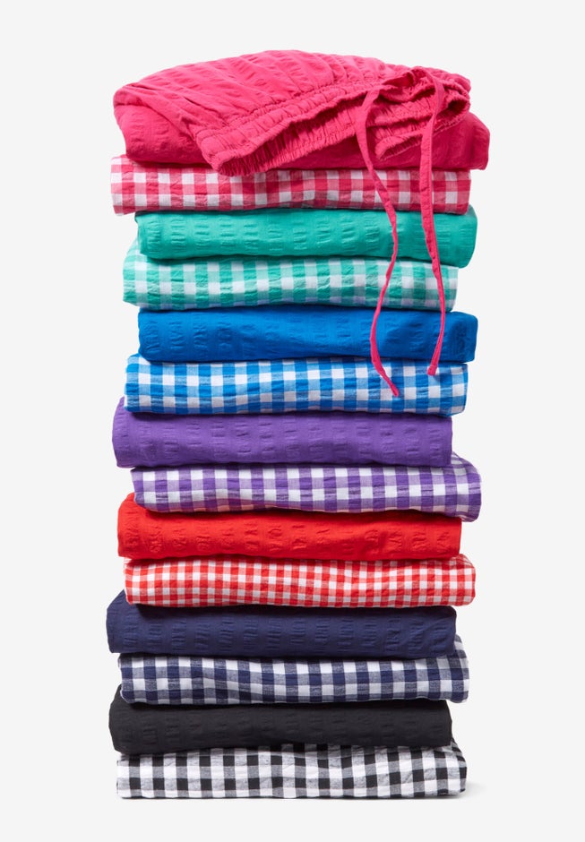 Seersucker Pull-On Elastic-Waist Capri Pants image number 1