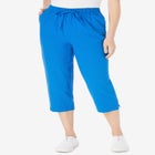 Seersucker Pull-On Elastic-Waist Capri Pants image number null