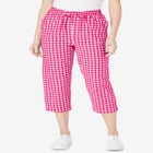 Seersucker Pull-On Elastic-Waist Capri Pants image number null