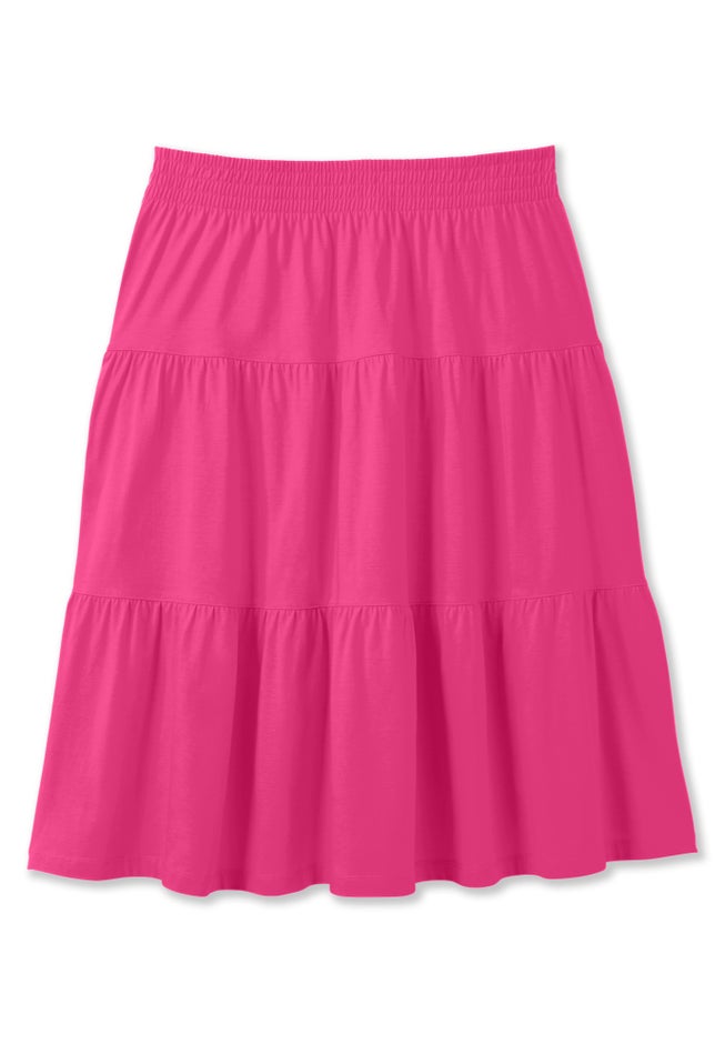 Elastic-Waist Knit Tiered Skirt image number 4
