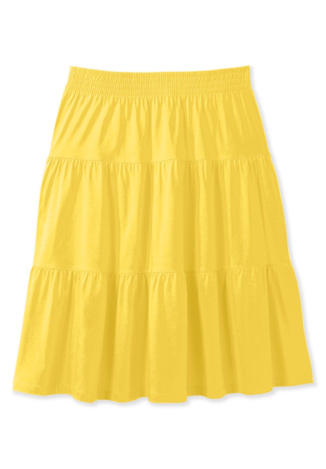 Elastic-Waist Knit Tiered Skirt image number 3