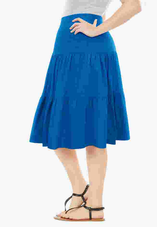 Elastic-Waist Knit Tiered Skirt image number 2