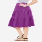Elastic-Waist Knit Tiered Skirt image number null