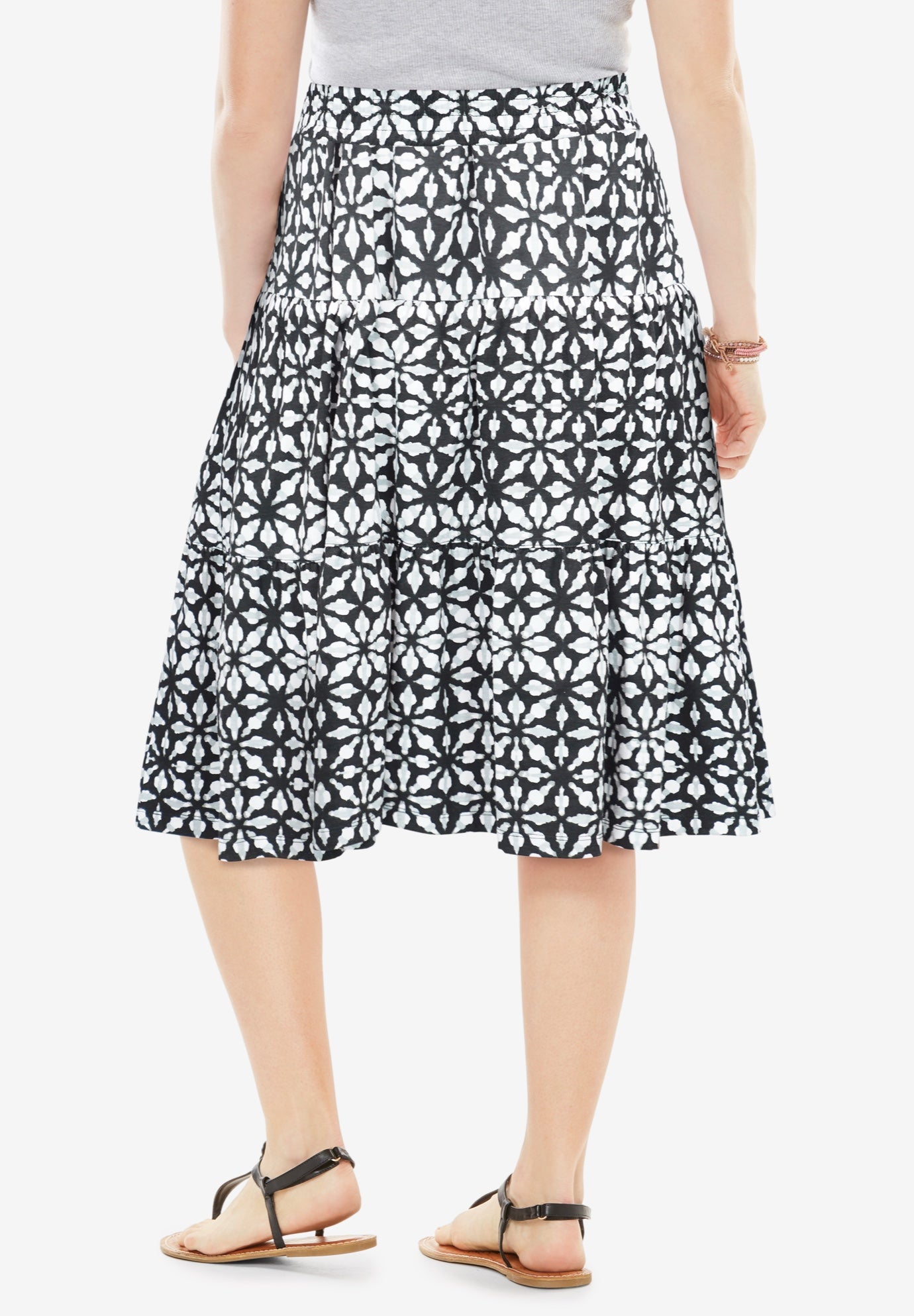 Elastic-Waist Knit Tiered Skirt image number 1