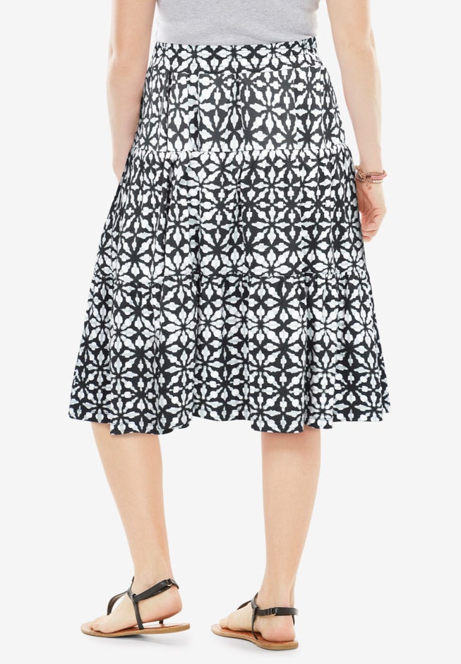 Elastic-Waist Knit Tiered Skirt image number 1