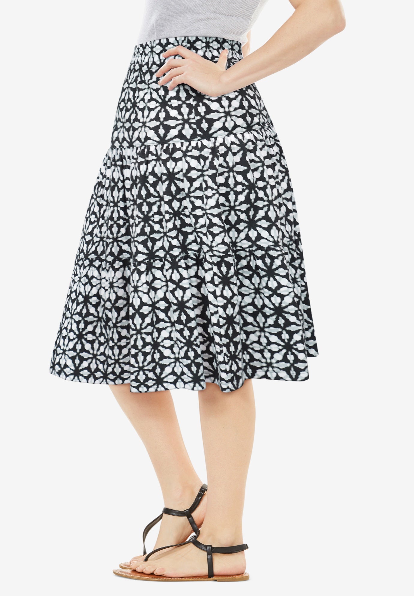 Elastic-Waist Knit Tiered Skirt image number 2