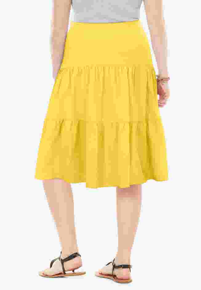Elastic-Waist Knit Tiered Skirt image number 1