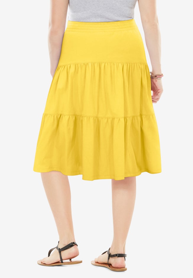 Elastic-Waist Knit Tiered Skirt image number 1