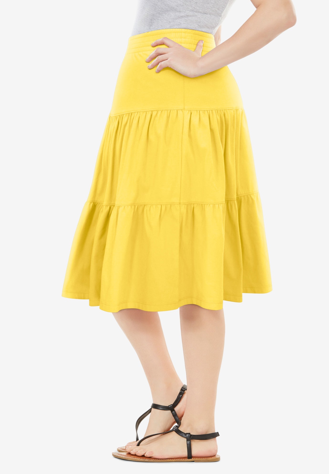 Elastic-Waist Knit Tiered Skirt image number 2