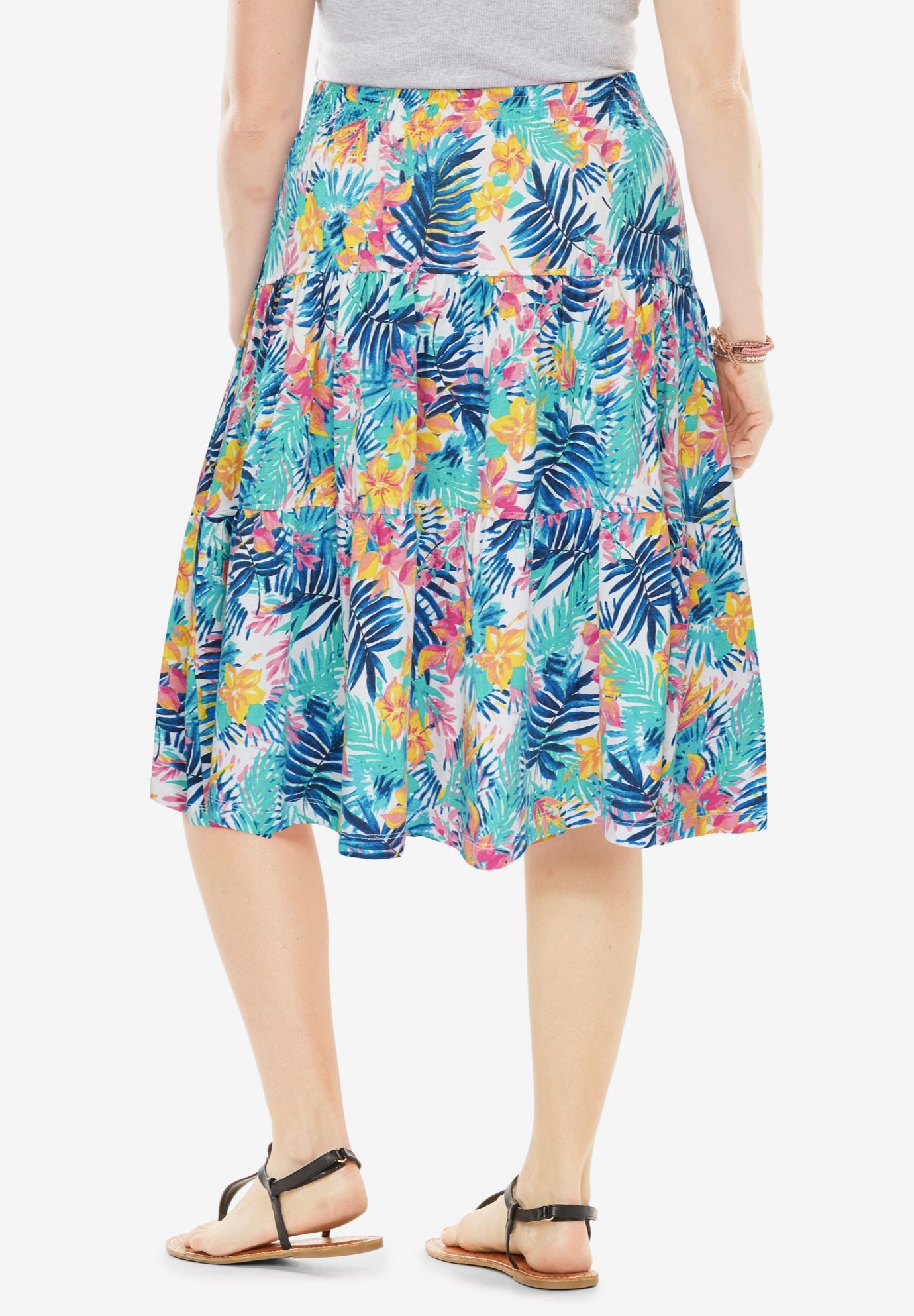 Elastic-Waist Knit Tiered Skirt image number 1