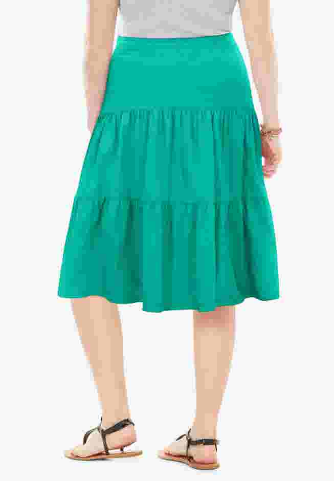 Elastic-Waist Knit Tiered Skirt image number 1