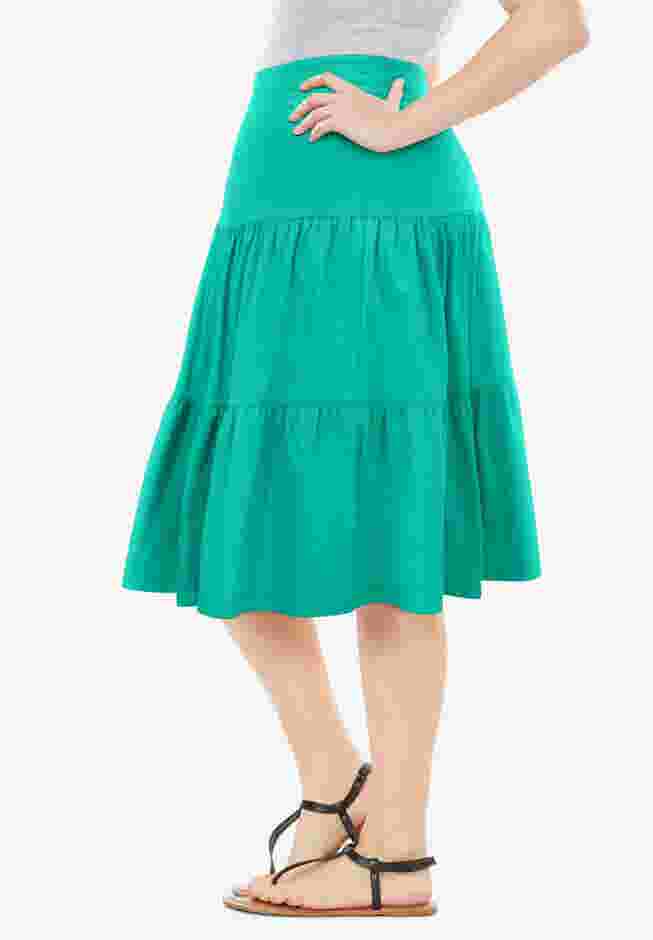 Elastic-Waist Knit Tiered Skirt image number 2