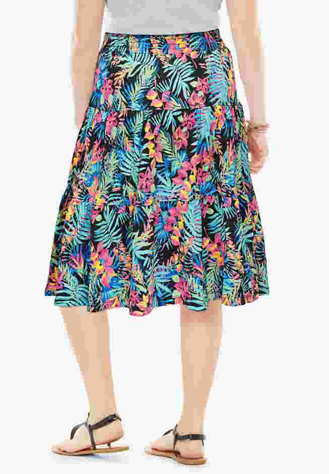 Elastic-Waist Knit Tiered Skirt image number 1