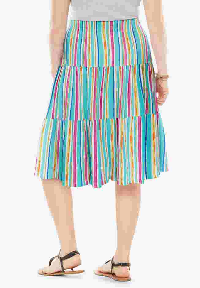 Elastic-Waist Knit Tiered Skirt image number 2