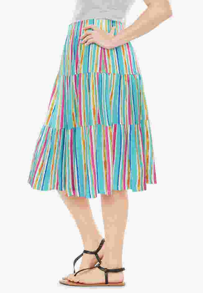Elastic-Waist Knit Tiered Skirt image number 3