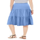 Elastic-Waist Knit Tiered Skirt image number null