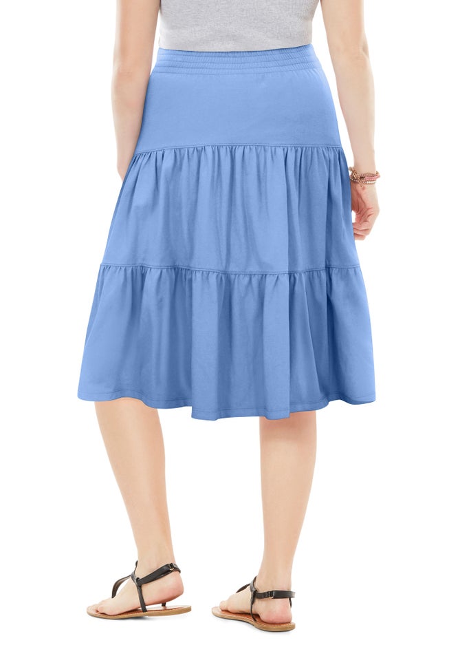 Elastic-Waist Knit Tiered Skirt image number 1