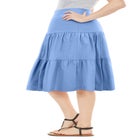 Elastic-Waist Knit Tiered Skirt image number null