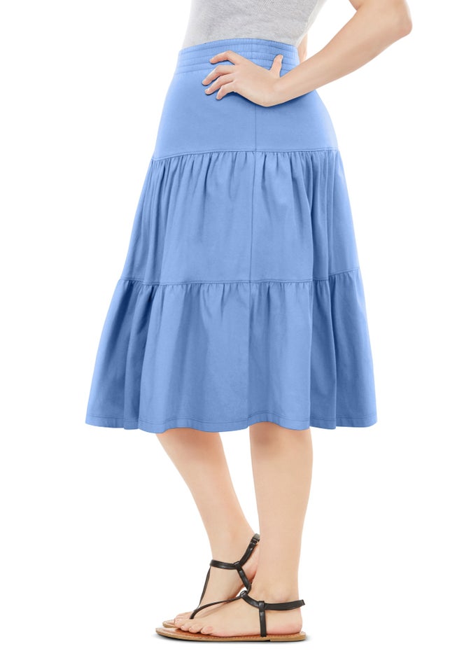 Elastic-Waist Knit Tiered Skirt image number 2