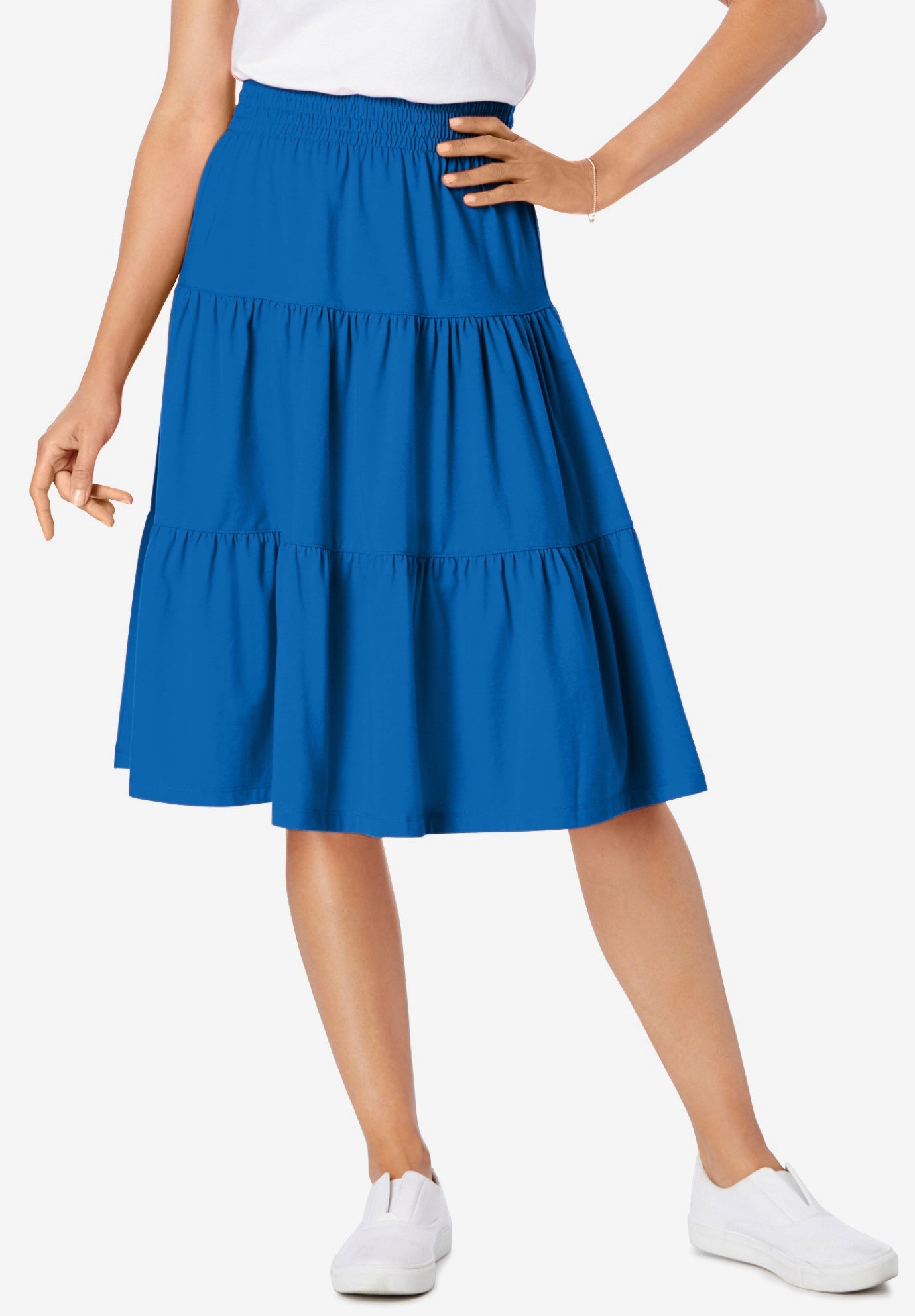 Elastic-Waist Knit Tiered Skirt image number 0