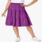 Elastic-Waist Knit Tiered Skirt image number null