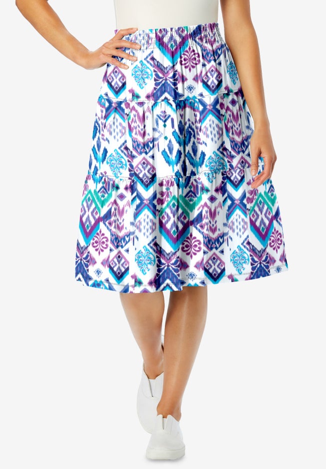 Elastic-Waist Knit Tiered Skirt image number 1