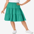 Elastic-Waist Knit Tiered Skirt image number null