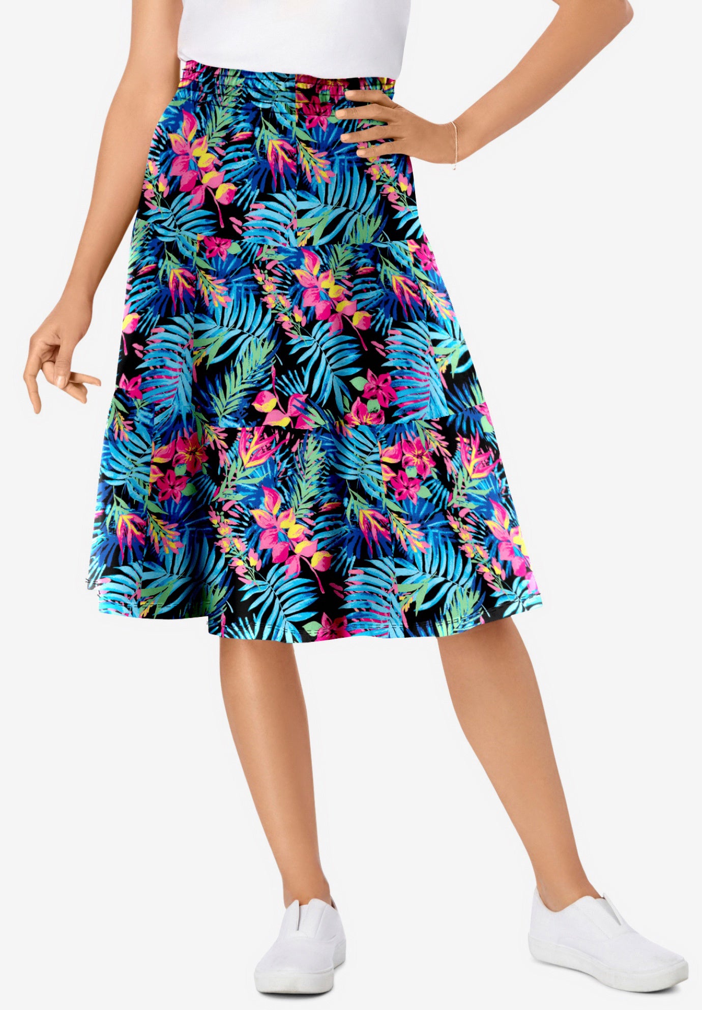 Elastic-Waist Knit Tiered Skirt image number 0