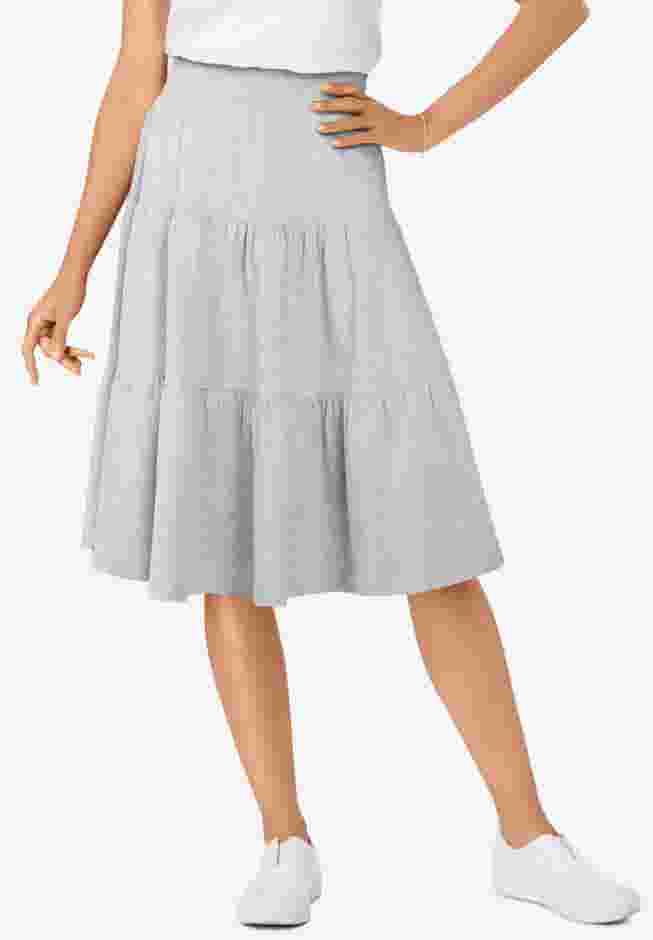 Elastic-Waist Knit Tiered Skirt image number 0