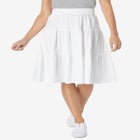 Elastic-Waist Knit Tiered Skirt image number null