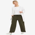 French Terry Wide Leg Sweatpants With Drawstring Elastic Waistband image number null