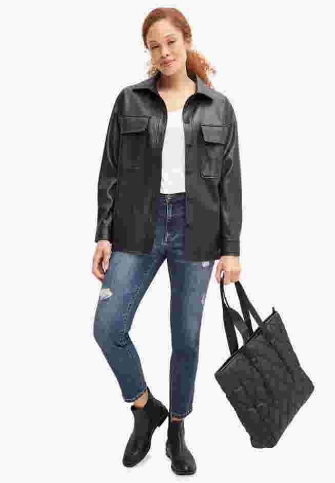 Faux Leather Shirt Jacket image number 0