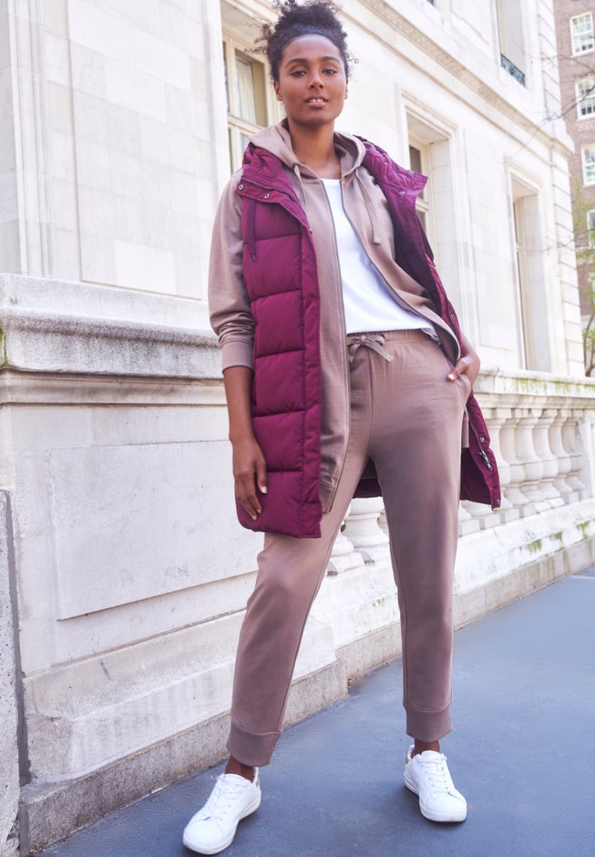 Long Hooded Puffer Vest image number 4