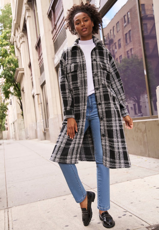 Wool Blend Long Shirt Jacket image number 0