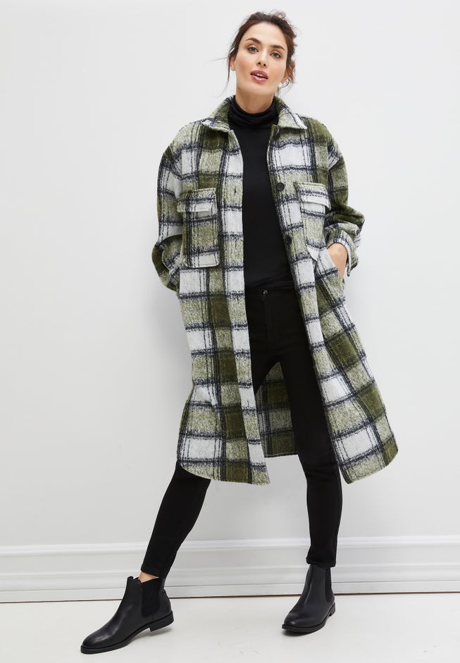 Wool Blend Long Shirt Jacket image number 4