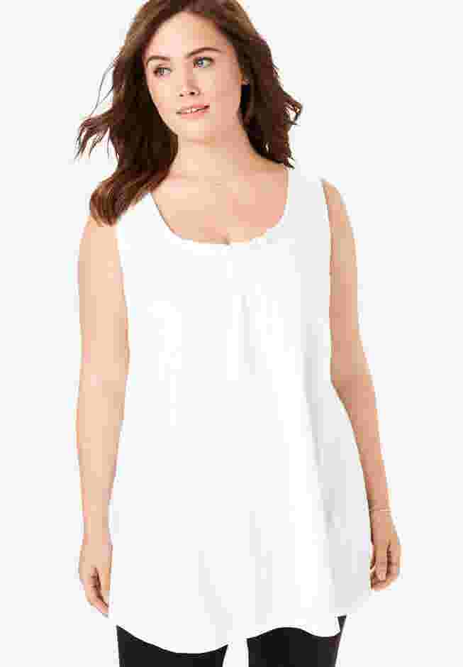 Perfect Sleeveless Shirred U-Neck Tunic image number 3