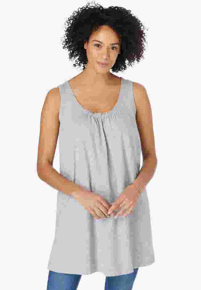 Perfect Sleeveless Shirred U-Neck Tunic image number 4