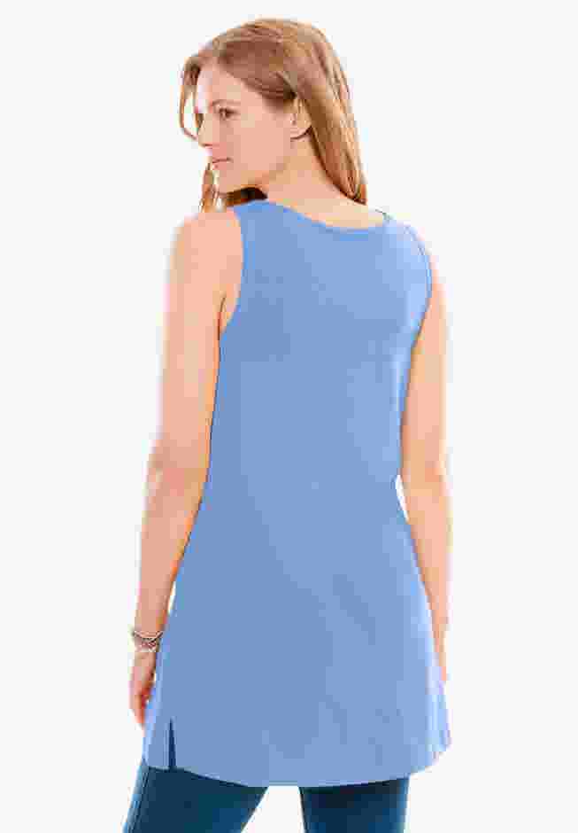 Perfect Sleeveless Shirred U-Neck Tunic image number 1