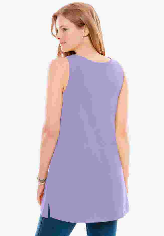 Perfect Sleeveless Shirred U-Neck Tunic image number 1