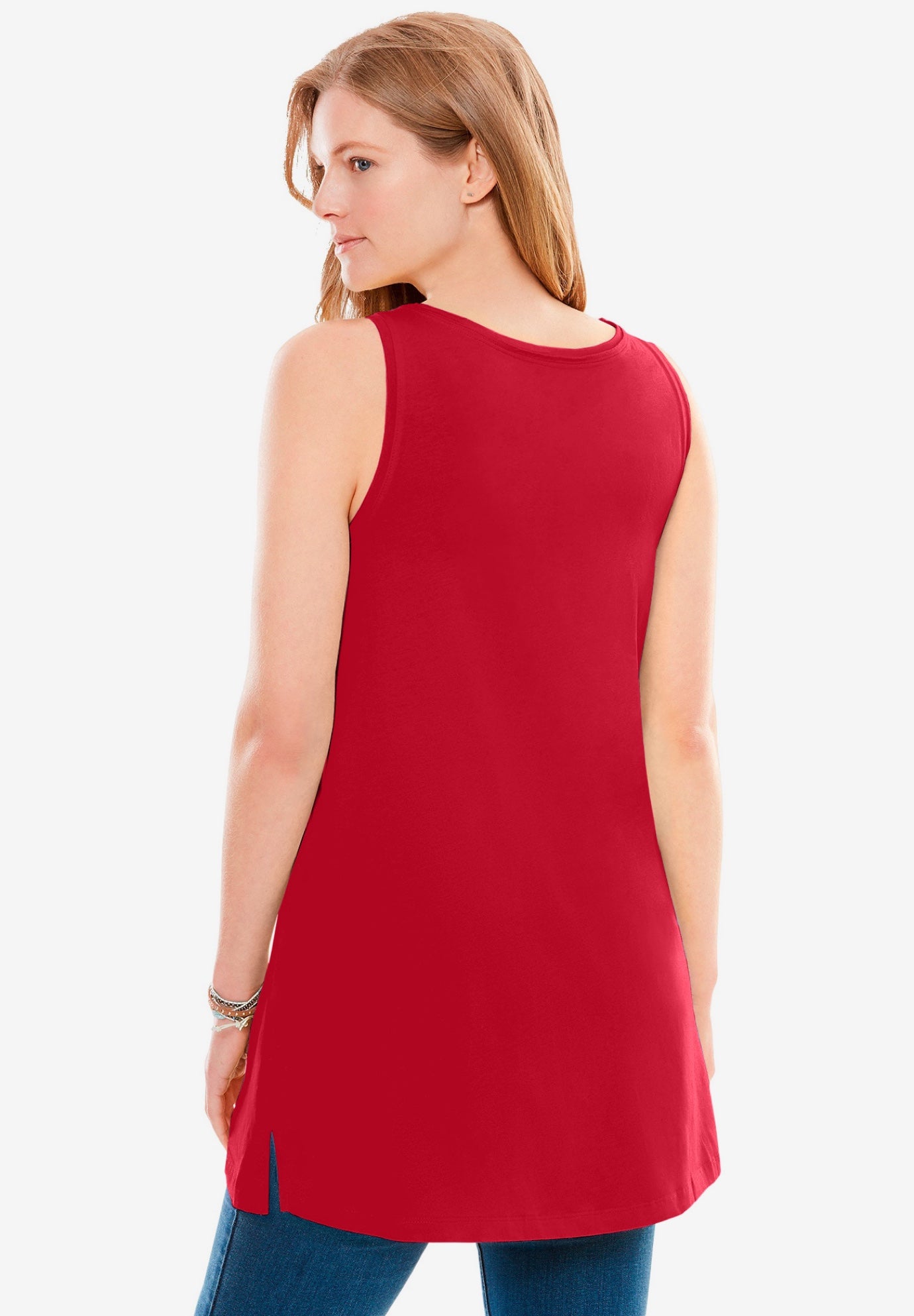 Perfect Sleeveless Shirred U-Neck Tunic image number 1